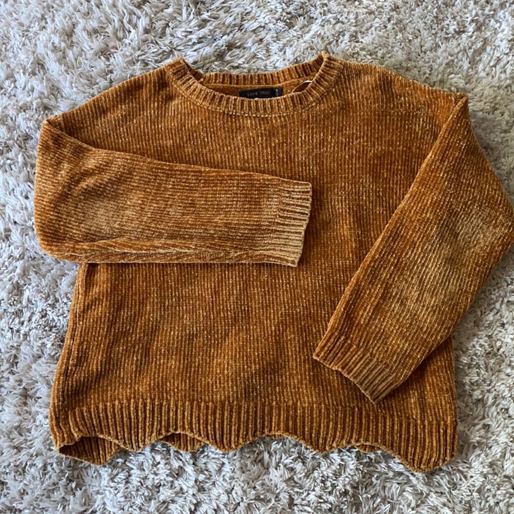 Love Tree Velvet Scalloped Sweater